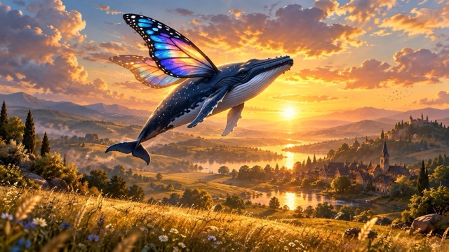 Giant Butterfly-Winged Blue Whale