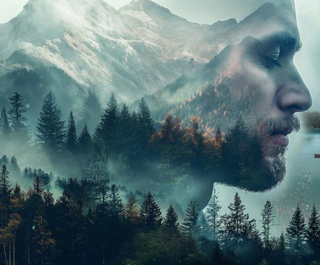Double Exposure Mountain Portrait
